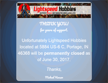 Tablet Screenshot of lightspeedhobbies.com